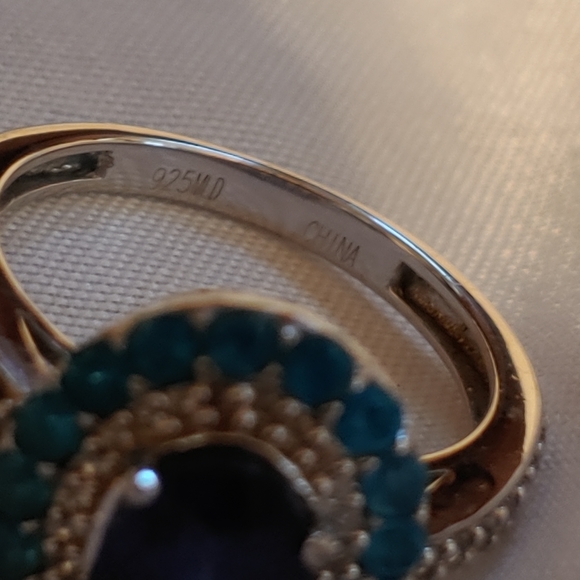 Sterling silver mult gemstone ring Marked 925 MLD - Picture 2 of 9